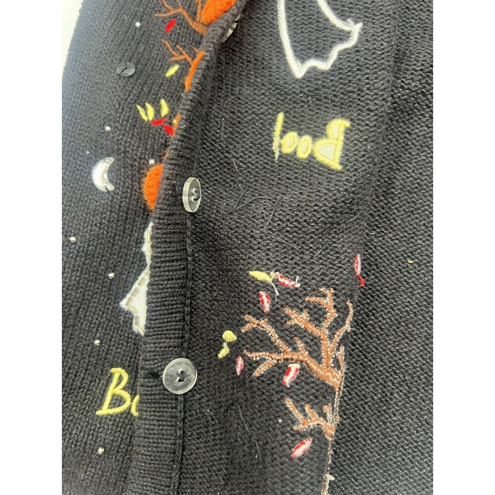 Vintage 90s Basic Editions embroidered Halloween Knit Sweater Vest Grannycore L - Picture 8 of 11